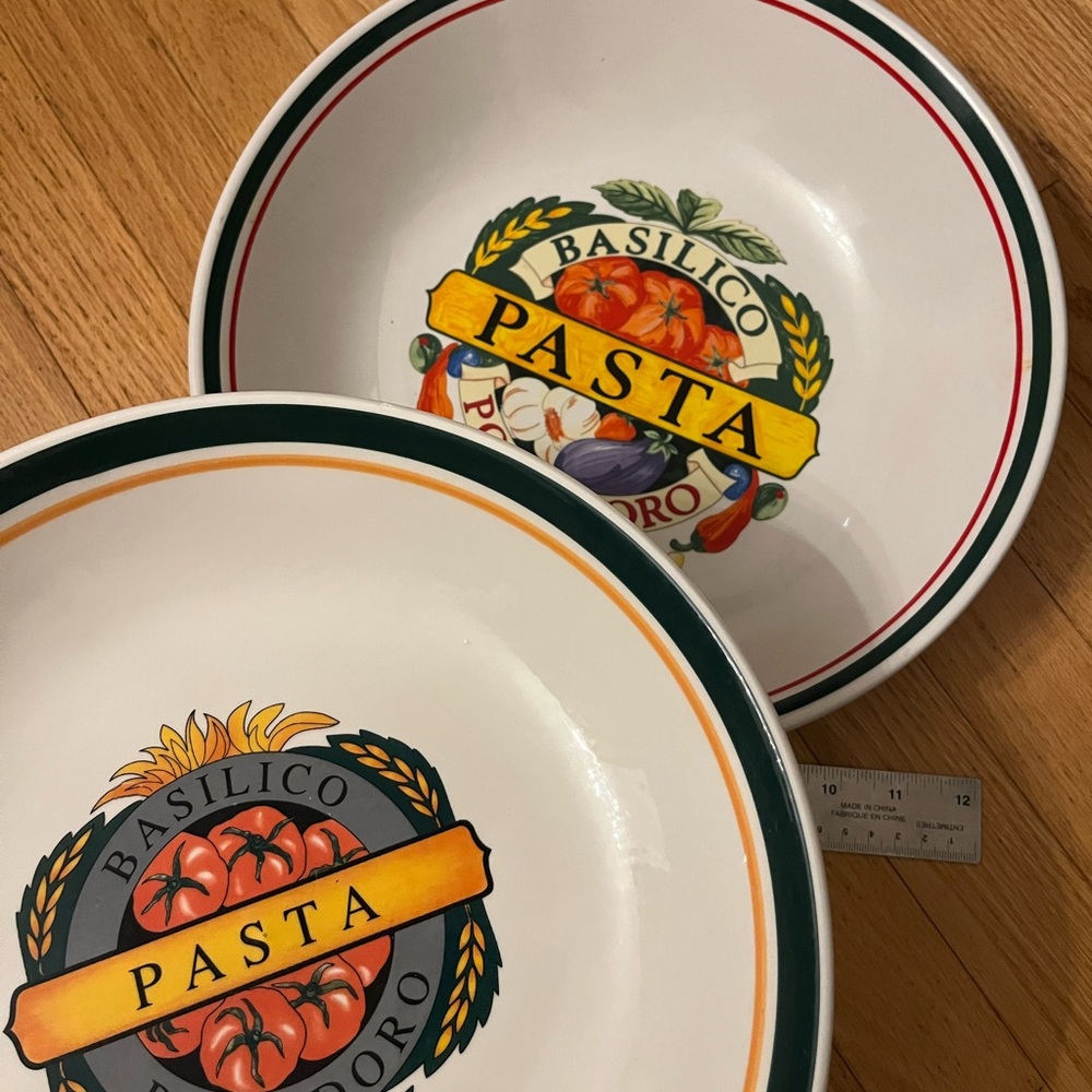 VTG Pasta Bowl Set of 2 -basilico pasta pomodoro bowls 1 Italy, 1 China made